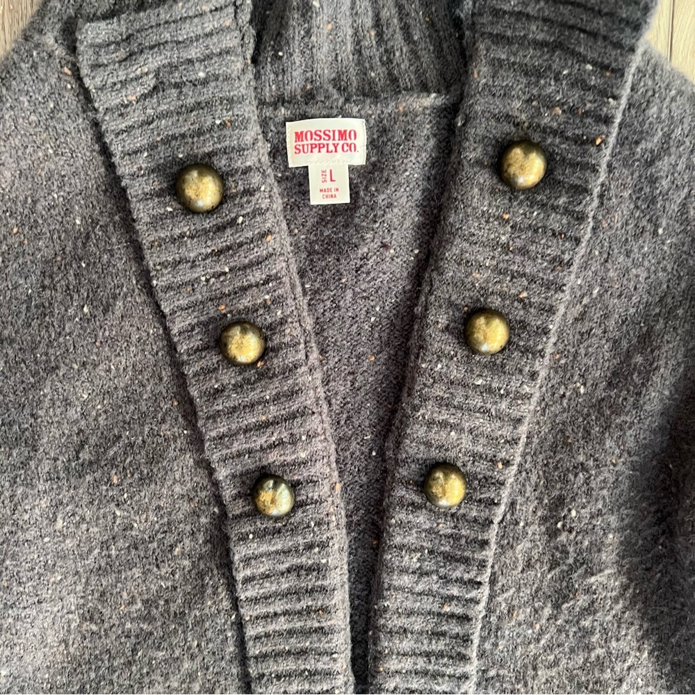 Y2k Mossimo Cropped Gray Speckled Knit Cardigan L… - image 3